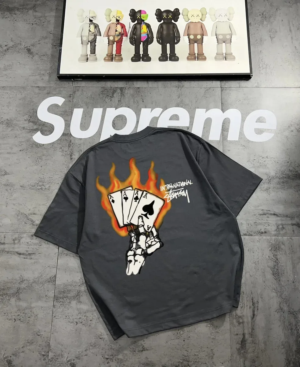 Stussy Stussy Stüssy Tri-Logo Black T-Shirt Black - 1