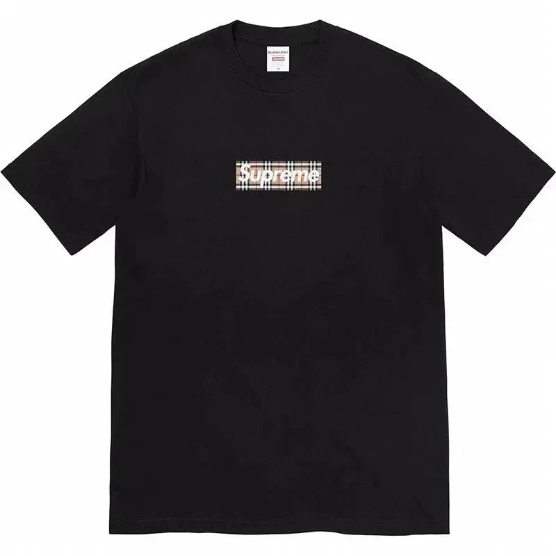 Supreme Supreme x Burberry Box Logo Black/Beige Plaid T-Shirt Black - 1