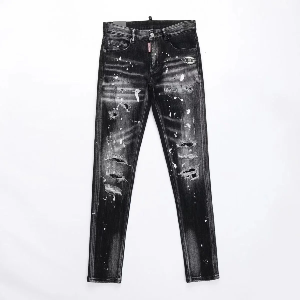 DSQUARED2 DSQUARED2 Black/White Splatter Distressed Jeans Black