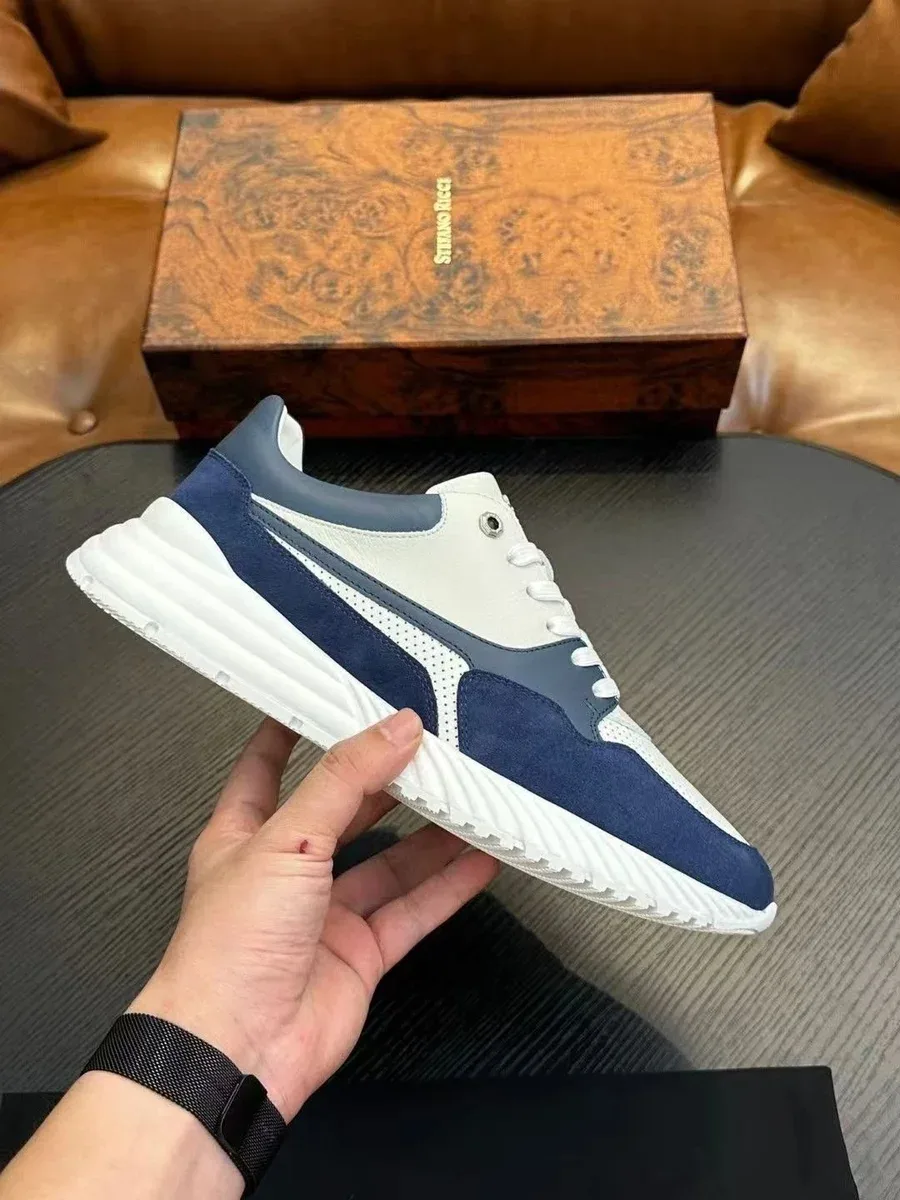 Stefano Ricci Stefano Ricci White/Blue Leather Sneakers Blue - 1