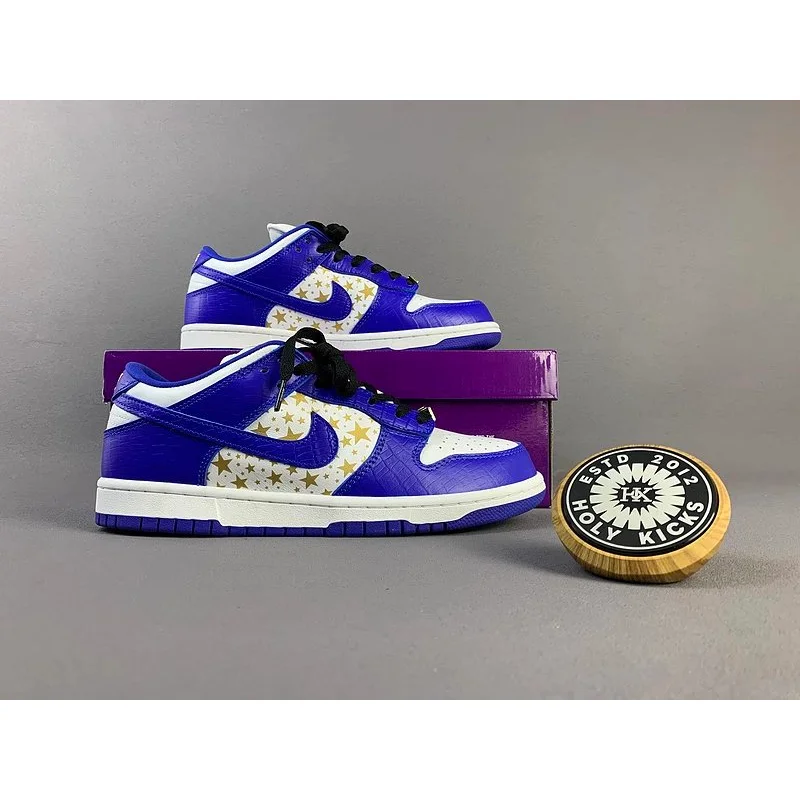 Nike Nike Dunk Low Supreme Purple Gold Stars Sneakers Blue - 1