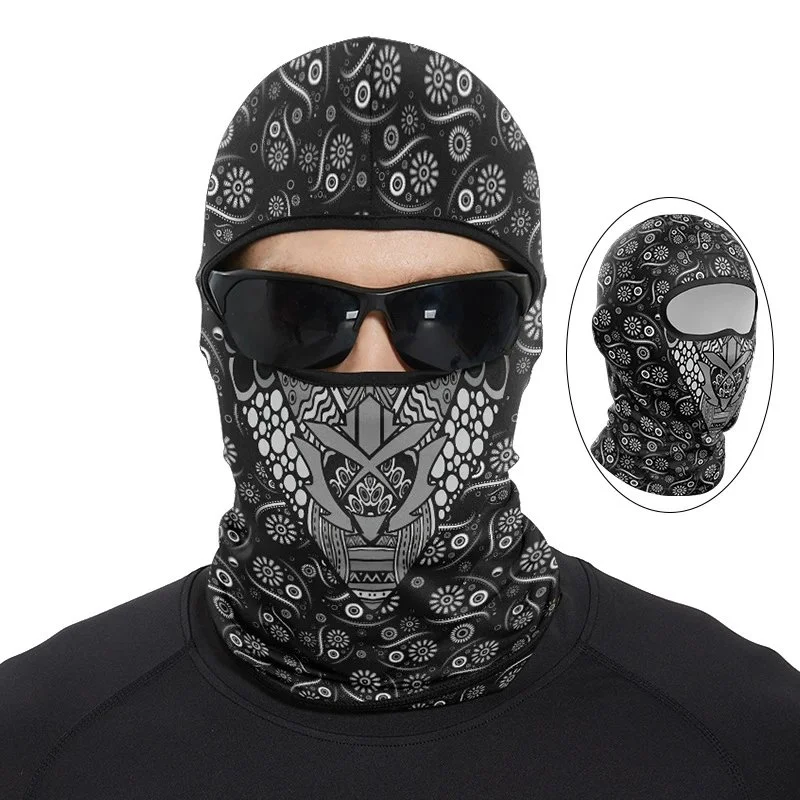Other Unisex Black & White Paisley Balaclava Headwear Black - 1