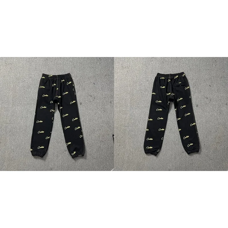 Corteiz Corteiz RTW Black/Yellow All-Over Print Sweatpants Black
