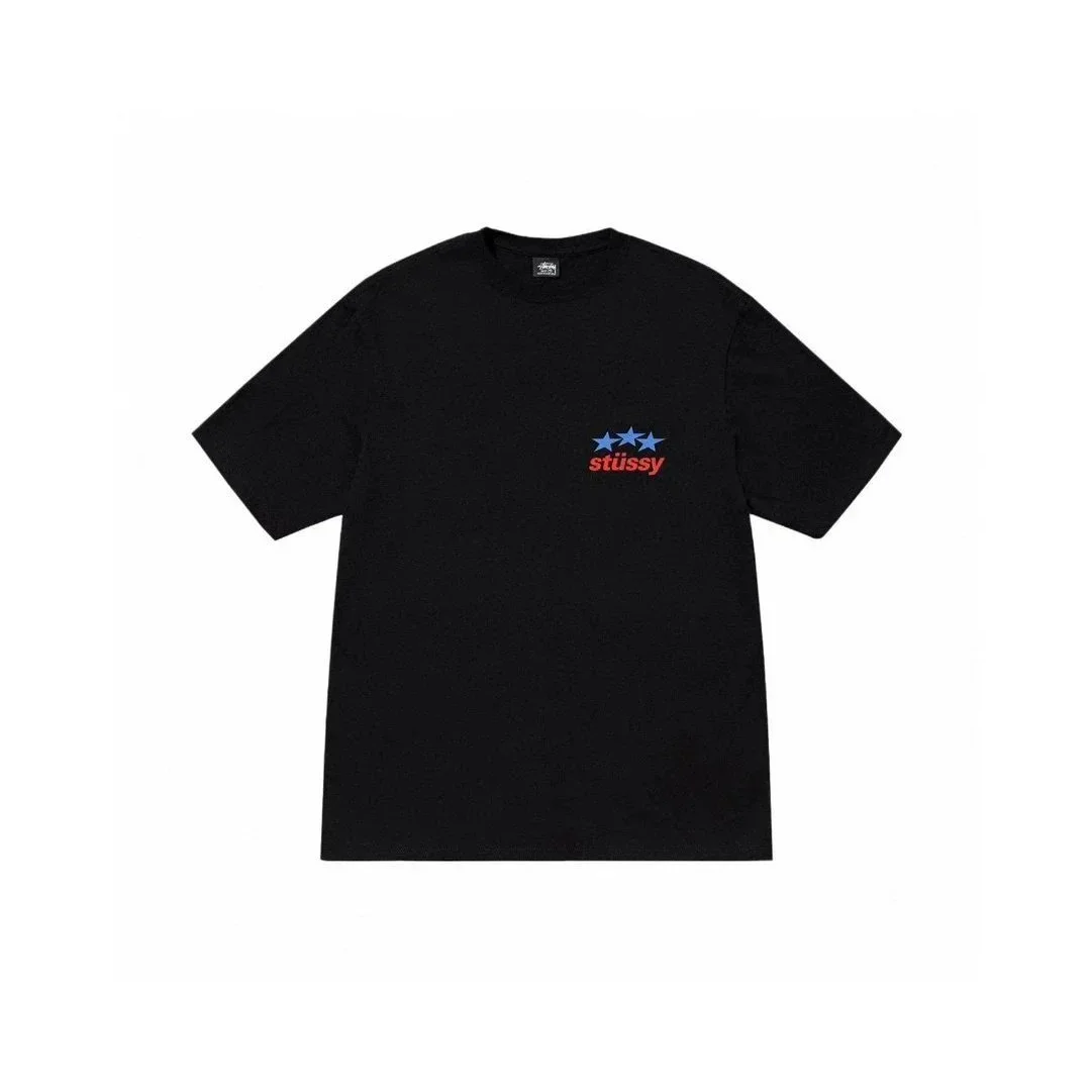 Stussy Stüssy STX-087 Black Three Stars T-Shirt Black - 1