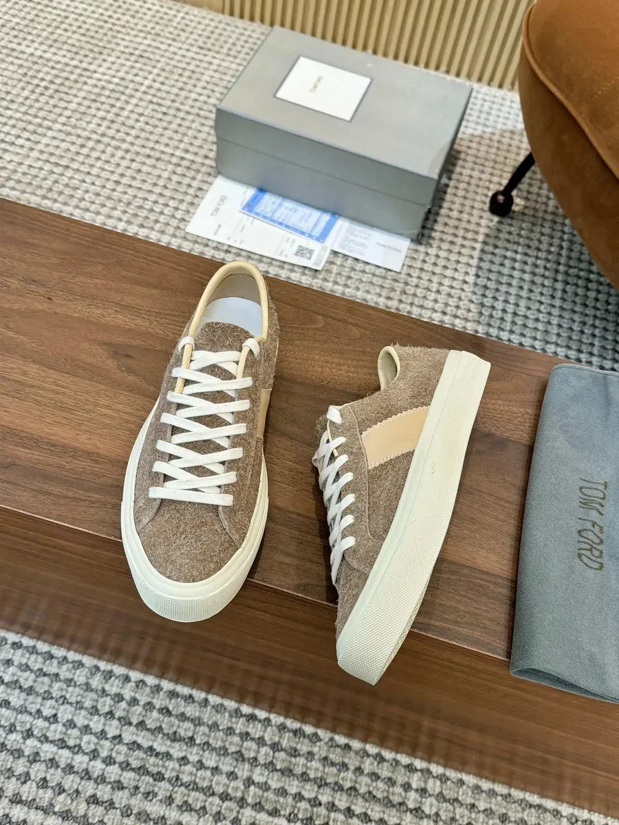 Tom Ford Tom Ford Suede Low Top Sneakers Beige/White Beige - 1