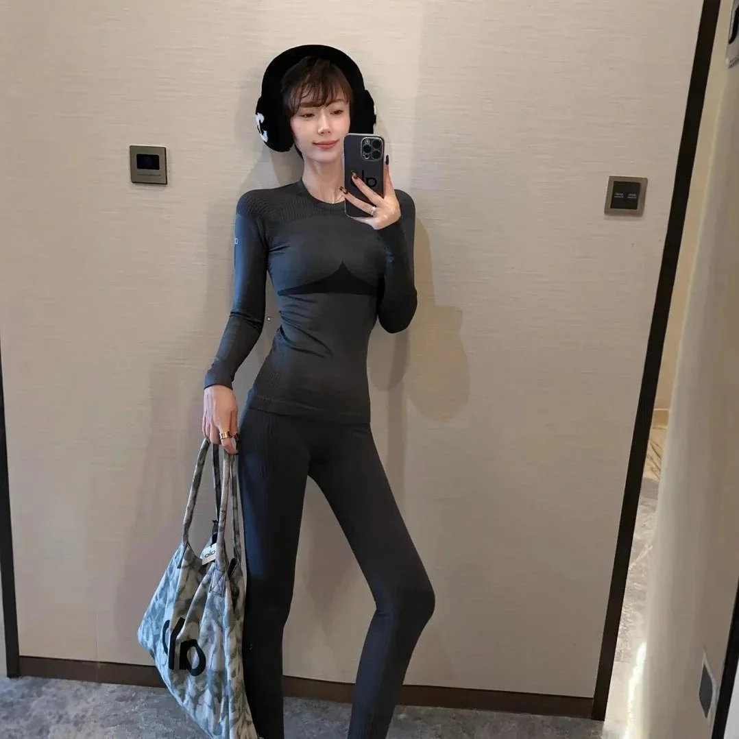Other Black Grey Seamless Set Leggings & Top Grey - 1