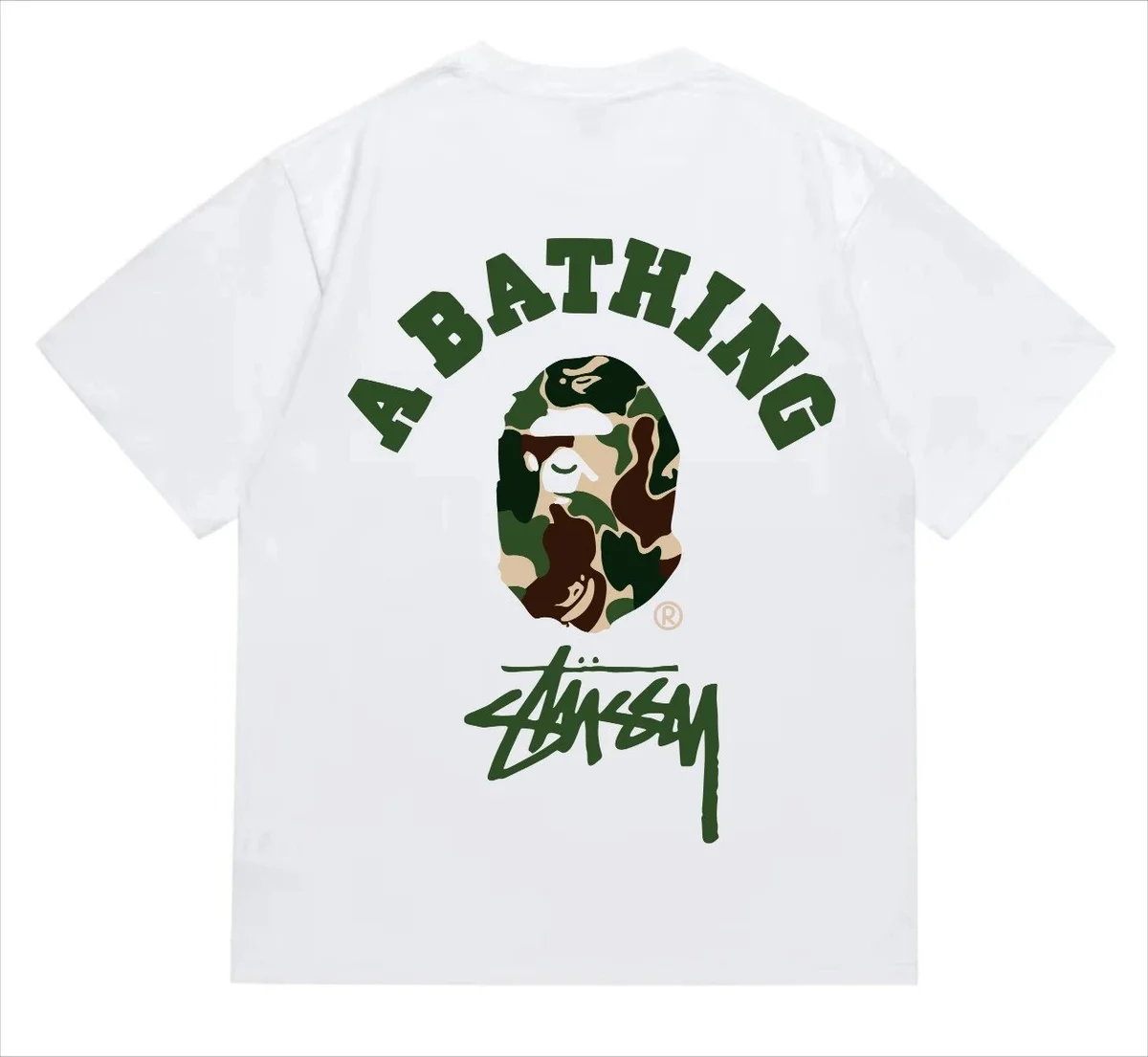 A Bathing Ape A Bathing Ape BAPE STA Stussy Camo White T-Shirt White - 1