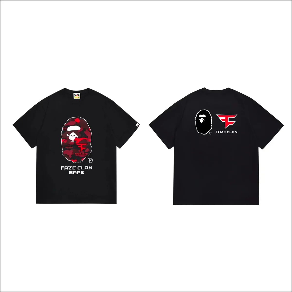 A Bathing Ape BAPE x FAZE CLAN Black Camo T-Shirt Black - 1