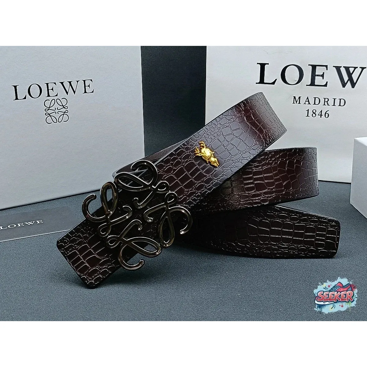 Loewe Loewe Alligator Leather Belt Brown Brown - 1