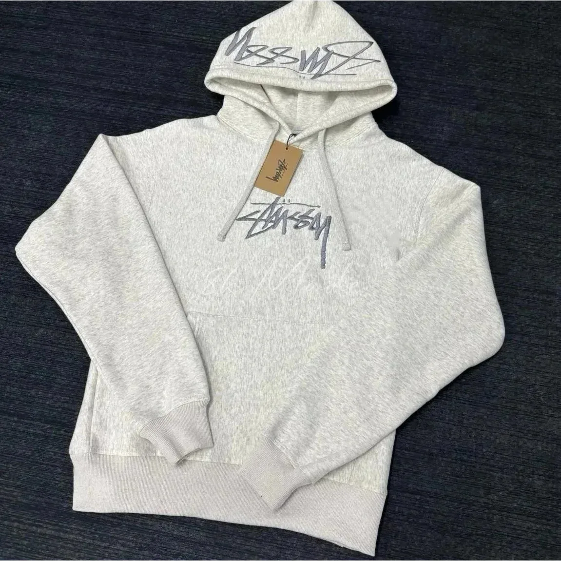 Stussy Stussy Basic Logo Chest Embroidered Heather Grey Hoodie Grey - 1