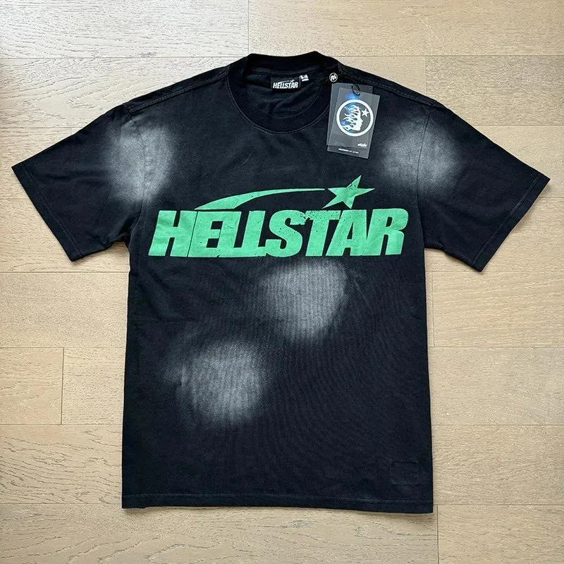 Hellstar Hellstar Washed Black T-Shirt with Green Logo Black - 1
