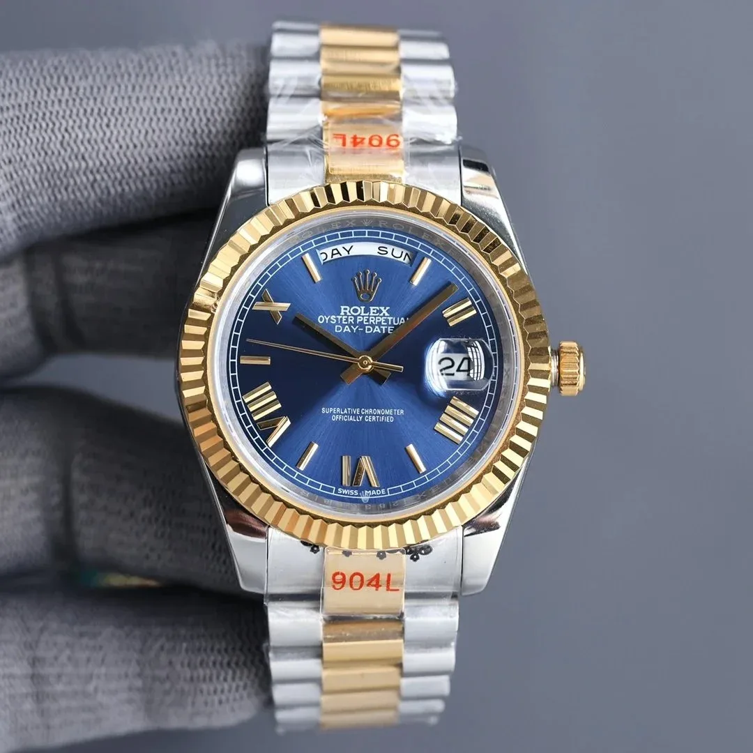 Rolex Rolex Day-Date Blue Dial Gold & Steel Bracelet Watch Blue - 1