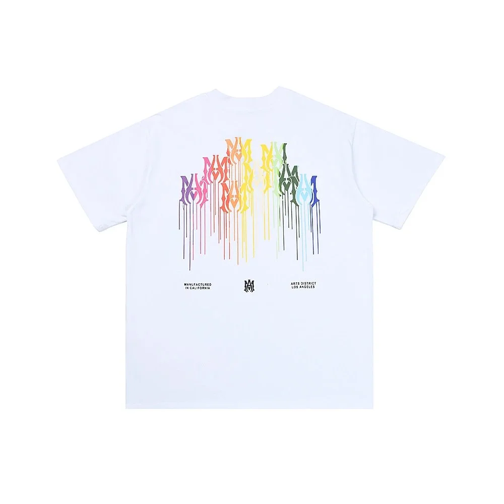 Other Unisex White Multi-Color Drip Graphic T-Shirt White - 1