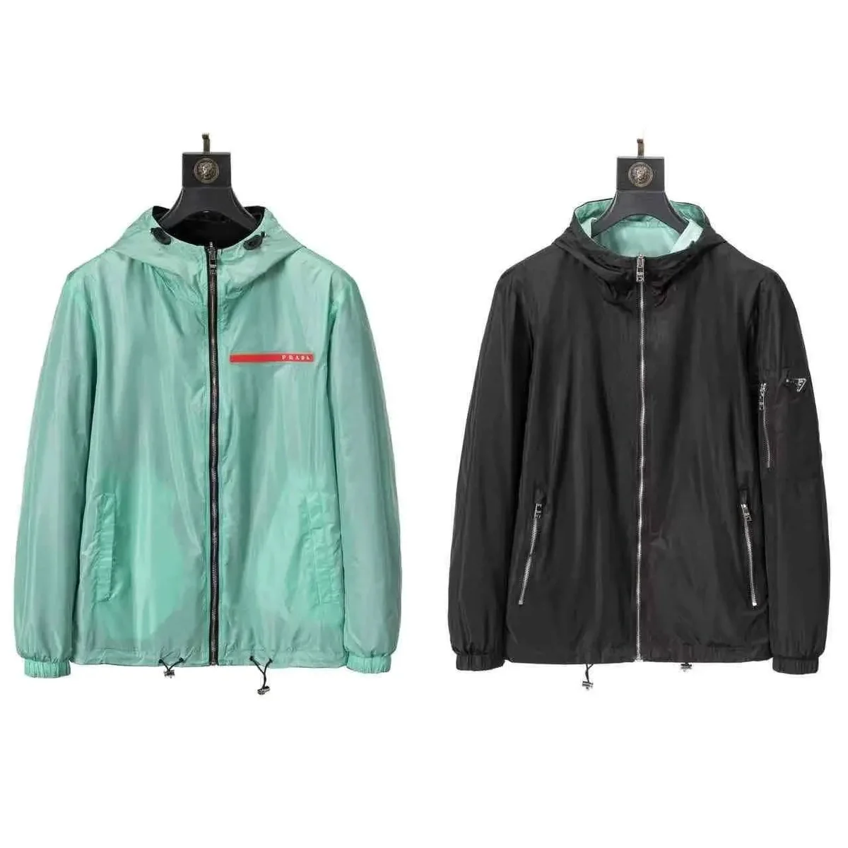 Prada Prada Re-Nylon Mint Green Hooded Jacket Green