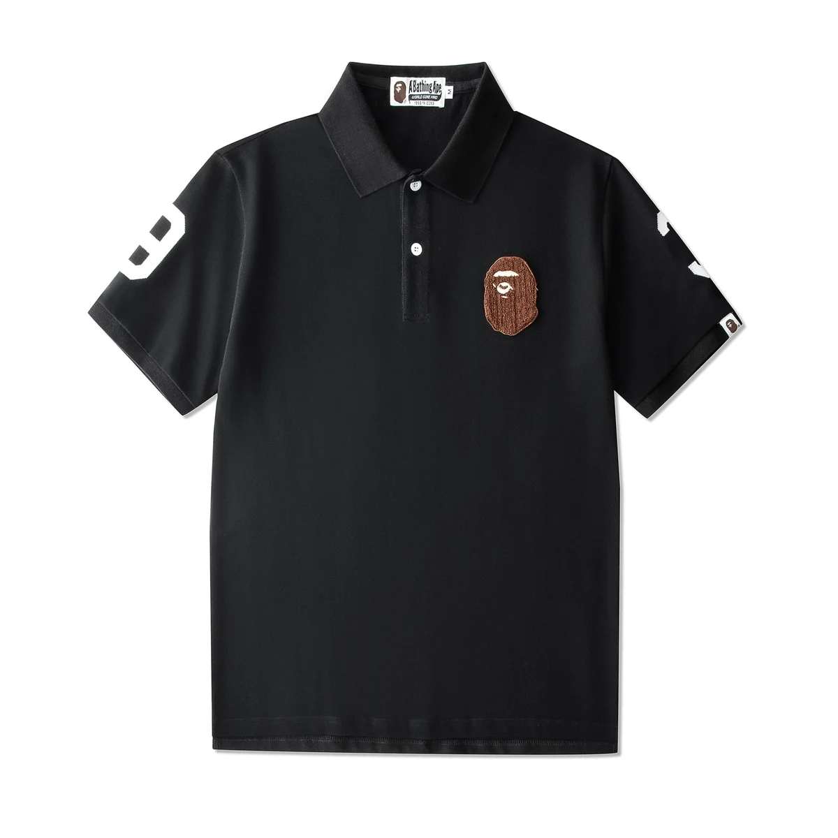 A Bathing Ape A Bathing Ape Black/White/Brown Ape Head Polo Shirt Black - 1