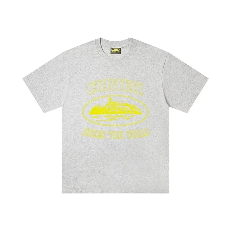 Other Gray Melange 'Corona' T-Shirt with Yellow Graphic Grey - 1