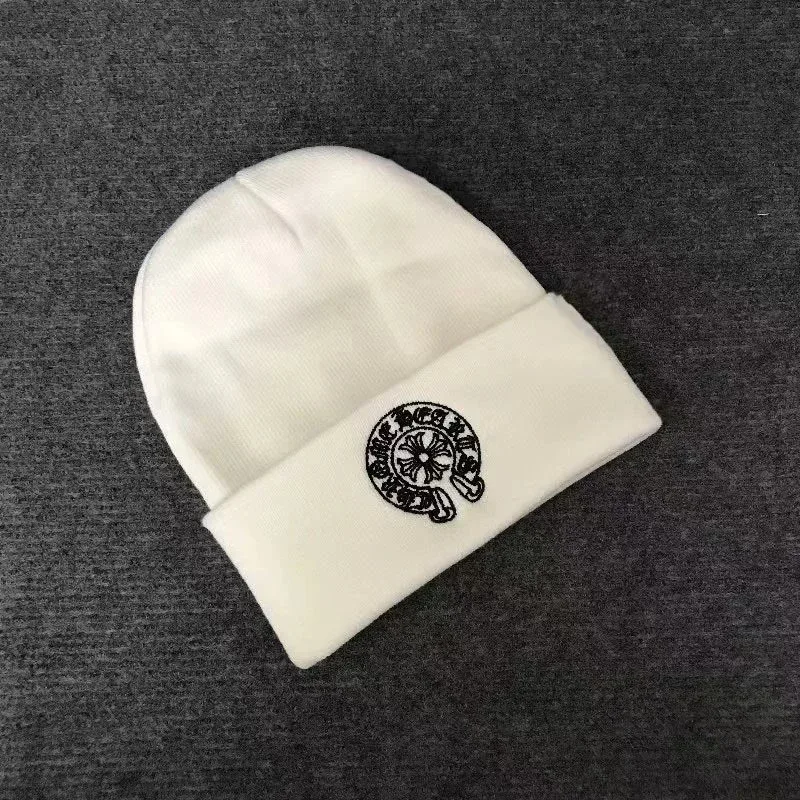 Chrome Hearts Chrome Hearts White Round Flower Embroidered Beanie White