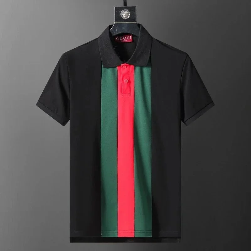 Gucci Gucci Black Red Green Stripe Polo Shirt A25 Men Black - 1