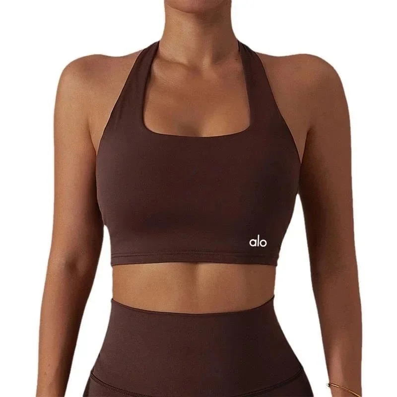 Alo Yoga Alo Deep Brown Sports Bra Crop Top Brown - 1