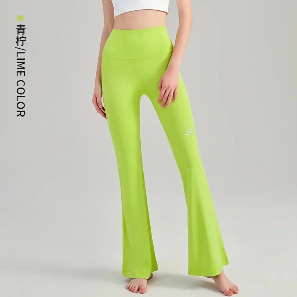 Other Lime Color Flare Pants Green - 1