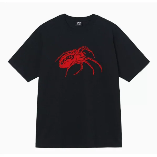 Stussy Stussy Spider Red Print Black T-Shirt Black - 1