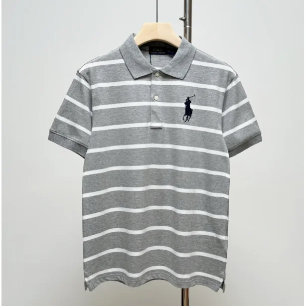 Polo Ralph Lauren Polo Ralph Lauren Big Pony Grey/White Striped Polo Shirt Grey - 1