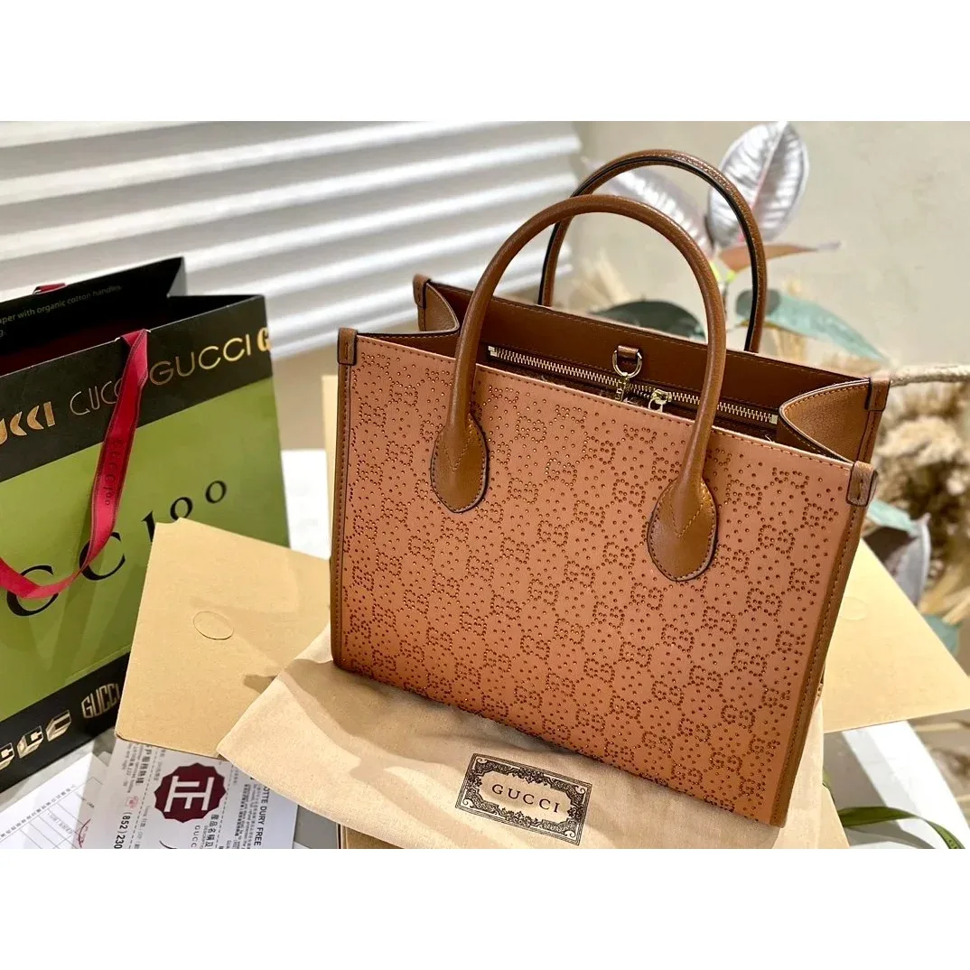 Gucci Gucci GG Supreme Tan Tote Bag Brown - 1