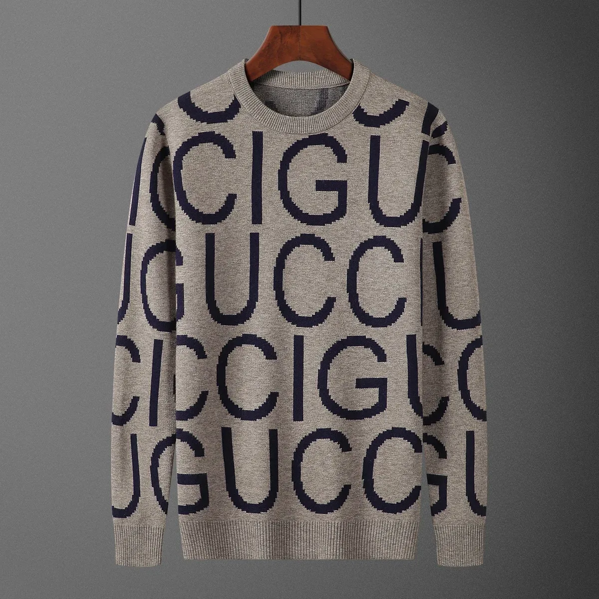 Gucci Gucci Logo Knit Sweater Beige/Navy Beige