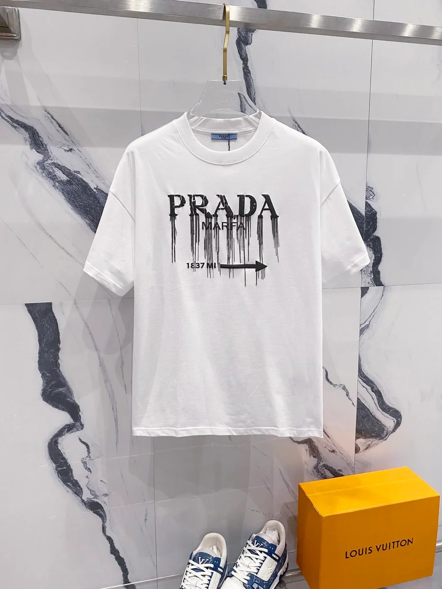 Prada Prada White/Black Drip Logo T-Shirt White