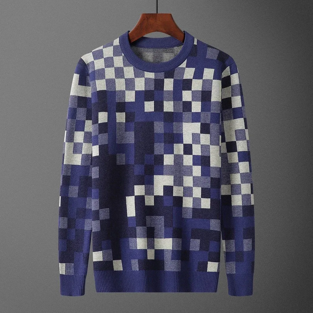 Other Unisex Pixel Check Knit Sweater in Blue & White Blue - 1