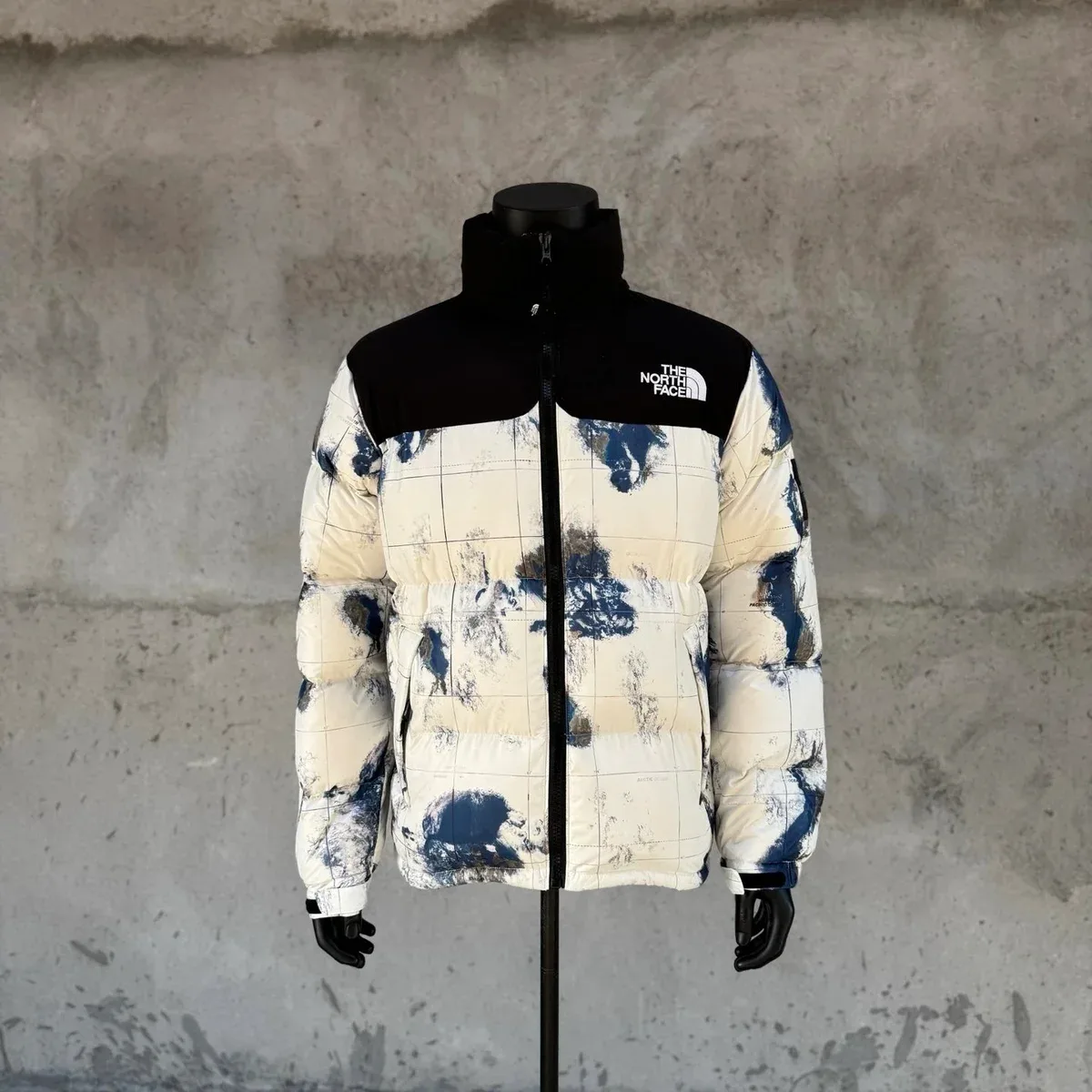 The North Face The North Face Nuptse Earth Print Puffer Jacket Beige