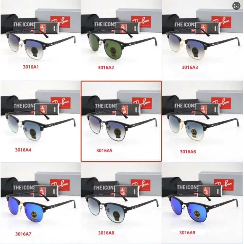 Ray-Ban Ray-Ban Clubmaster 3016 Black/Gold & Blue Gradient Sunglasses Multicolor