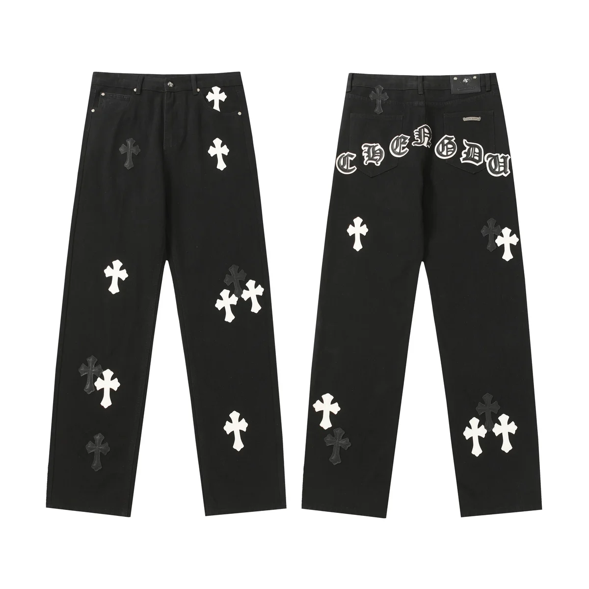 Chrome Hearts Chrome Hearts Cross Embroidered Jeans Black Black - 1