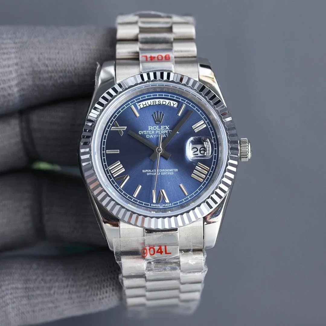 Rolex Rolex Oyster Perpetual Day-Date Blue Dial Silver Bracelet 36MM Blue - 1