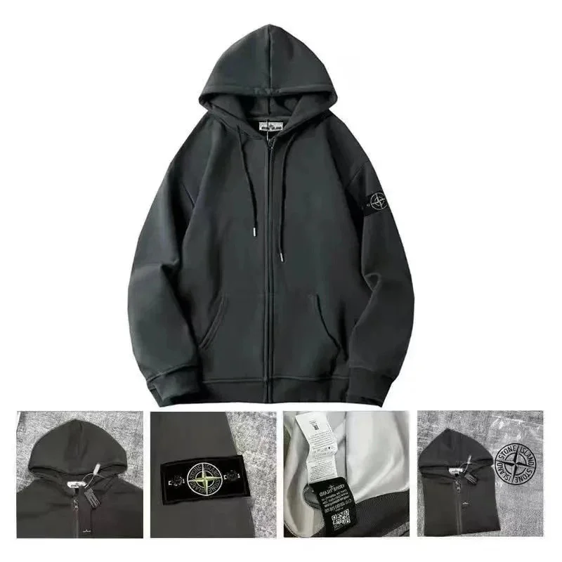 Stone Island Stone Island Black Zip-Up Hoodie Black