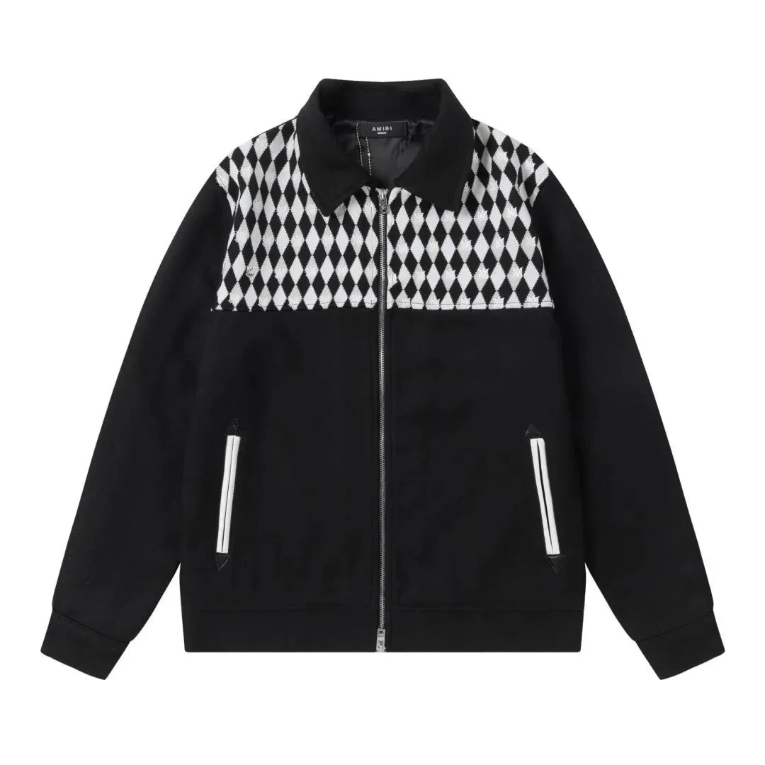Amiri AMIRI Black Argyle Zip-Up Jacket Black - 1