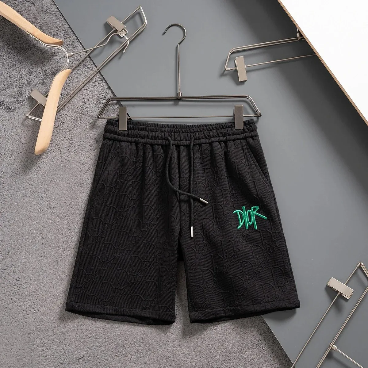 Dior Dior Classic Logo Embroidered Shorts Black/Green Black - 1