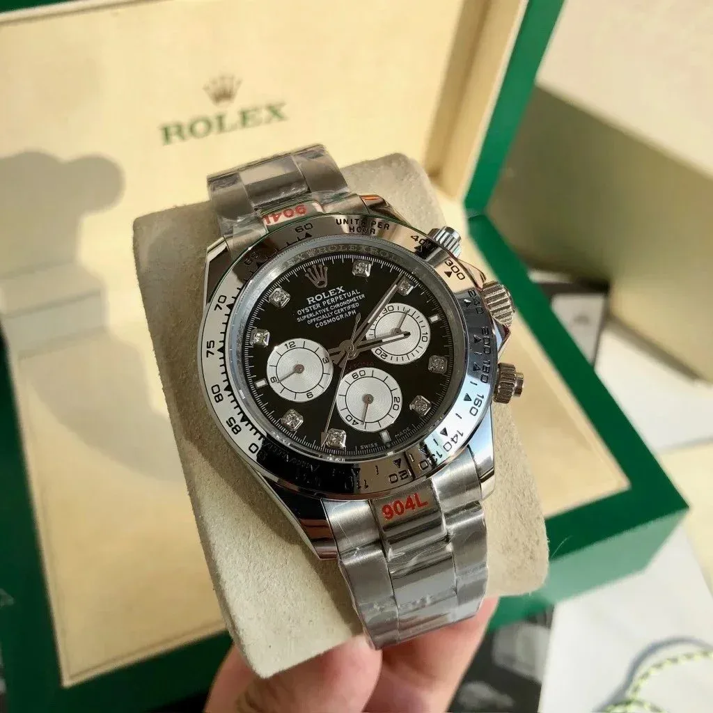 Rolex Rolex Daytona 116500LN Silver Case Black Diamond Dial Steel Bracelet Silver - 1