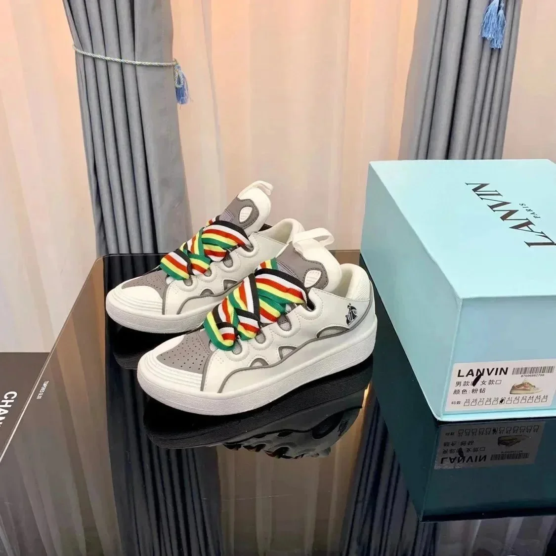 Lanvin Lanvin White/Gray Multicolor Laces Sneakers White