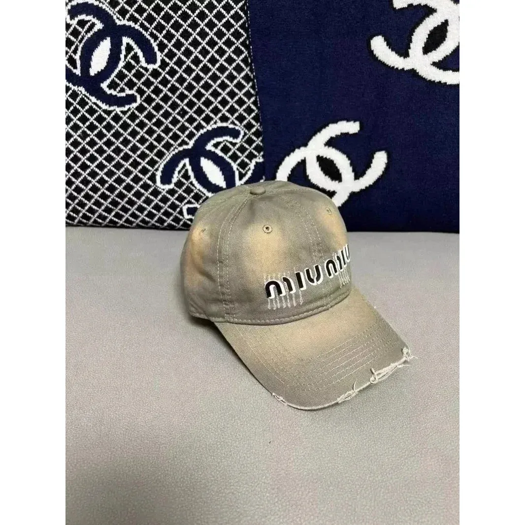 Chanel Distressed Miuccia Cap Beige Headwear