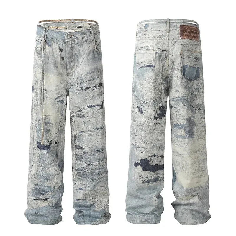 Maison Mihara Yasuhiro Maison Mihara Yasuhiro Wasteland Ink Wash Pants Blue - 1