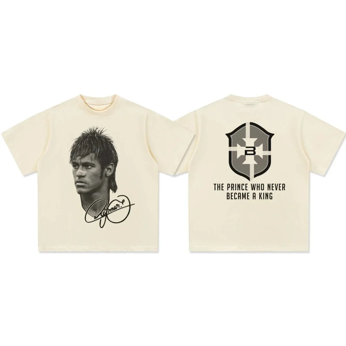 Other Unisex Cream Neymar Jr. Graphic T-Shirt Cream - 1