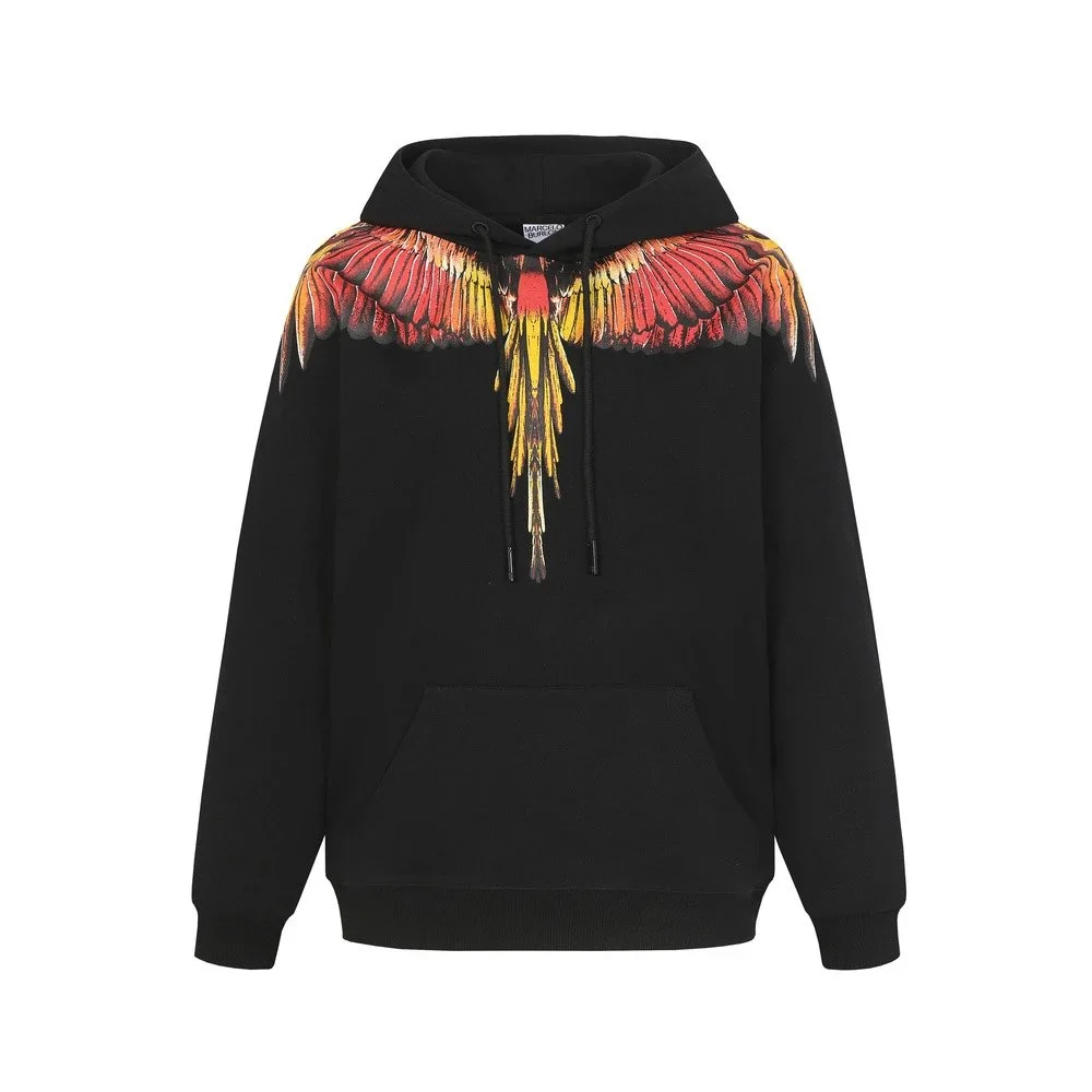 Marcelo Burlon Marcelo Burlon Wings Black Hoodie with Multicolor Wings Black - 1
