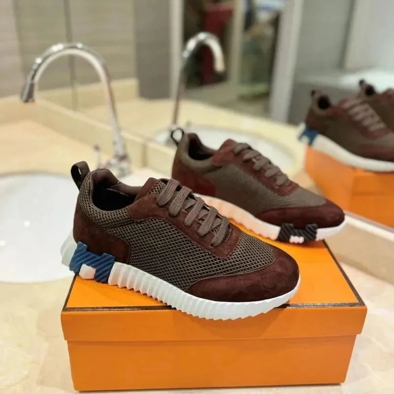 Hermès Hermès Runner Brown/Blue Suede Mesh Sneakers Brown