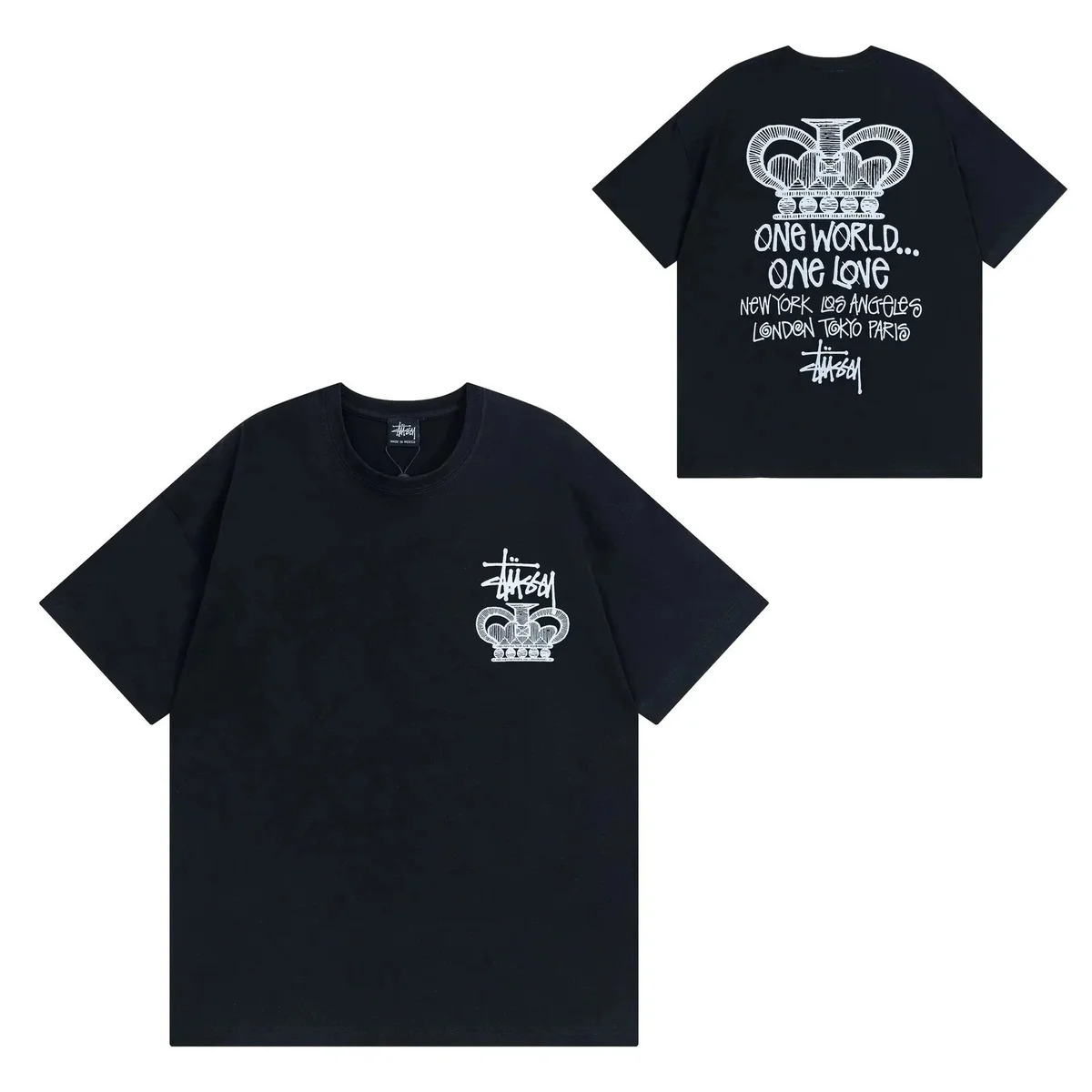 Stussy Stussy STX-040 One World One Love Black T-Shirt Black - 1