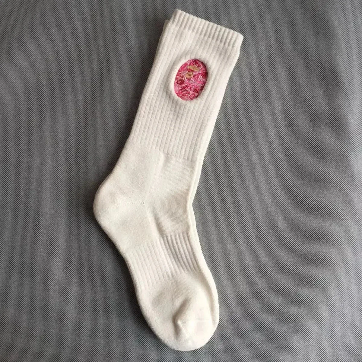 Other White/Pink Embroidered Crew Sock White - 1