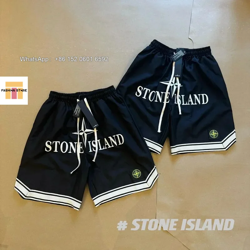 Stone Island Stone Island Black/White Logo Shorts Black