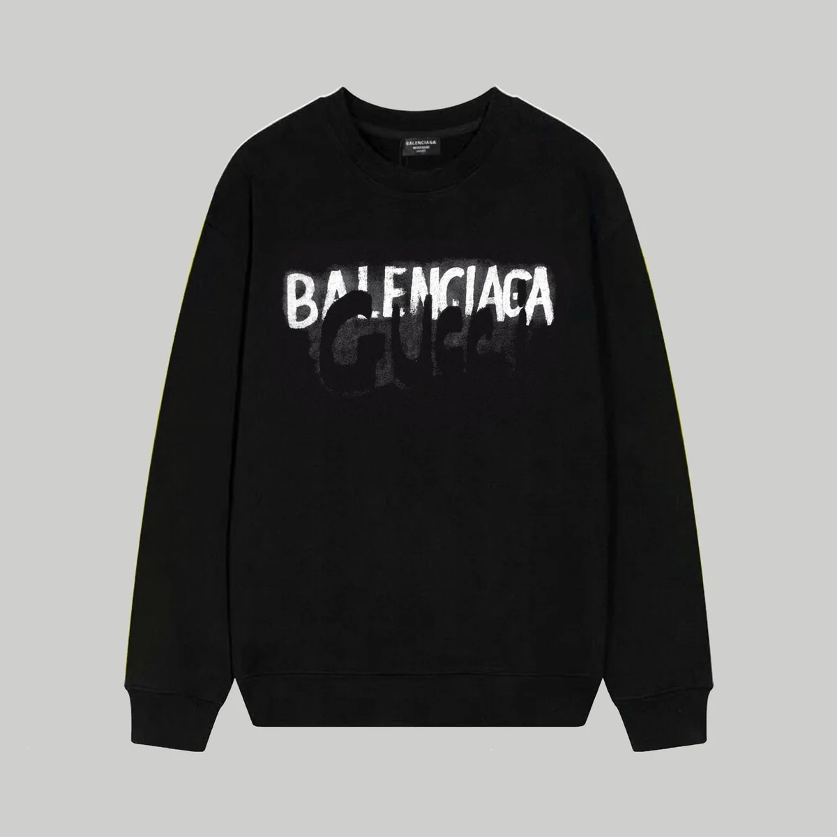 Balenciaga Balenciaga Black Logo Print Crewneck Sweatshirt Black - 1