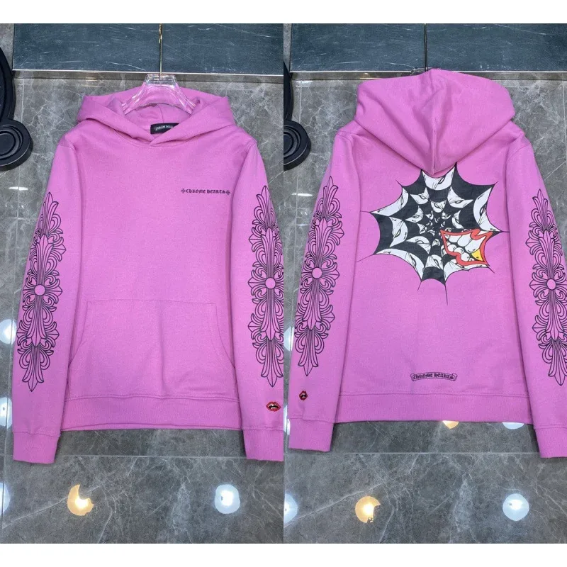 Chrome Hearts Chrome Hearts Pink Web Print Hoodie Purple - 1