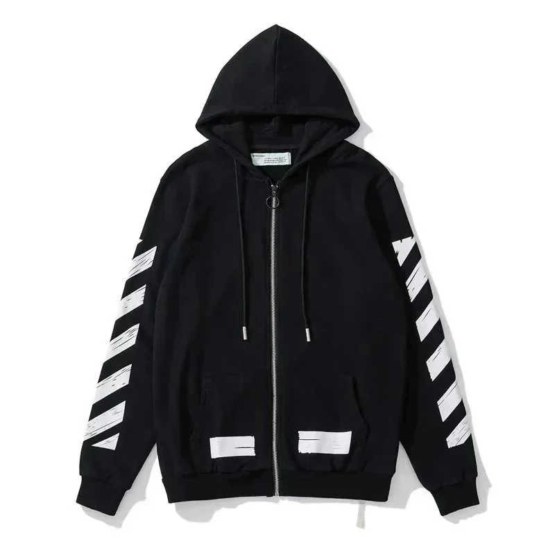 Off-White Off-White OW100 OFF-34 Black Hoodie with White Stripes Black - 1